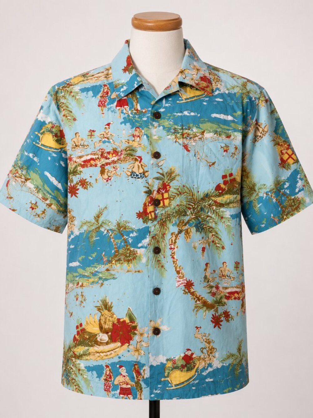 Kahala Hawaiian Shirt | Men's M | Mele Kalikimaka Santa Aloha | Made in Hawii